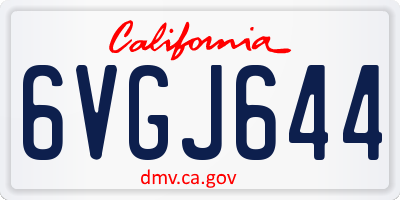 CA license plate 6VGJ644