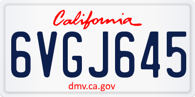 CA license plate 6VGJ645