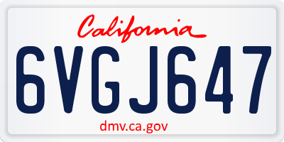 CA license plate 6VGJ647