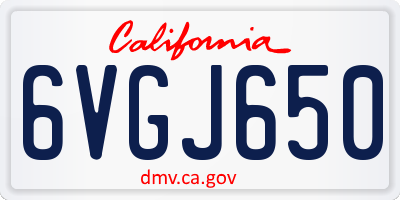 CA license plate 6VGJ650