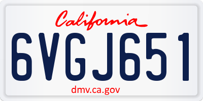 CA license plate 6VGJ651