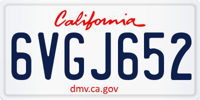 CA license plate 6VGJ652