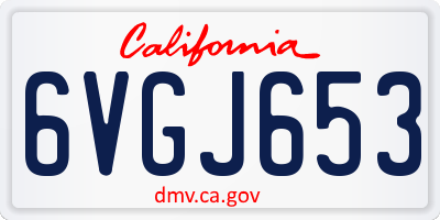 CA license plate 6VGJ653