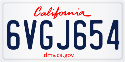 CA license plate 6VGJ654