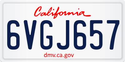 CA license plate 6VGJ657