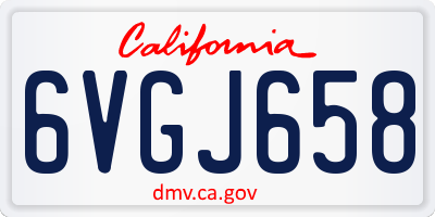 CA license plate 6VGJ658