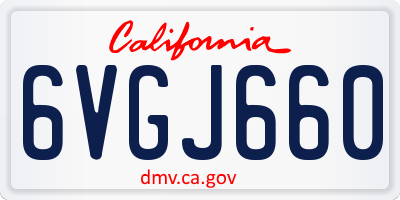 CA license plate 6VGJ660