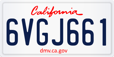 CA license plate 6VGJ661