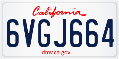 CA license plate 6VGJ664