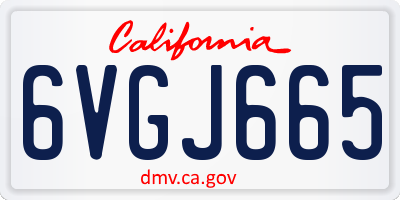 CA license plate 6VGJ665