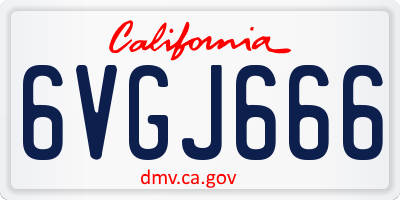 CA license plate 6VGJ666