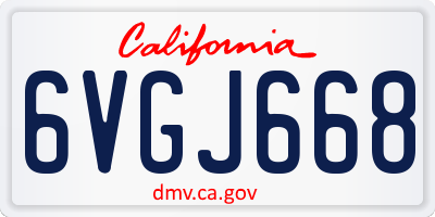 CA license plate 6VGJ668