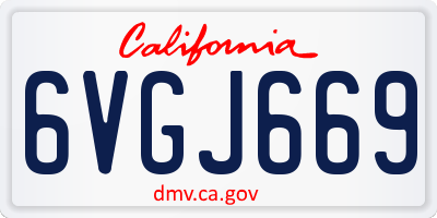CA license plate 6VGJ669