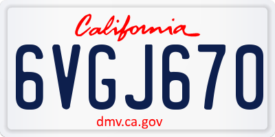 CA license plate 6VGJ670