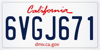 CA license plate 6VGJ671