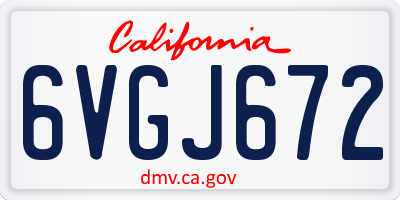 CA license plate 6VGJ672