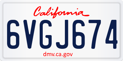CA license plate 6VGJ674