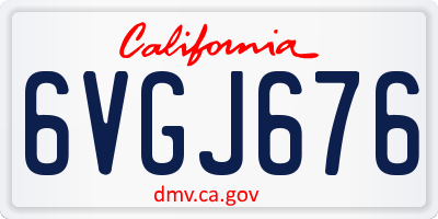 CA license plate 6VGJ676