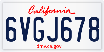 CA license plate 6VGJ678