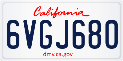 CA license plate 6VGJ680