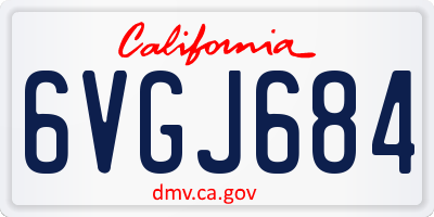 CA license plate 6VGJ684