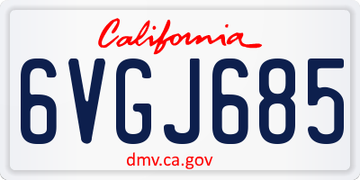 CA license plate 6VGJ685