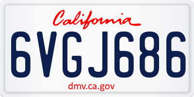 CA license plate 6VGJ686