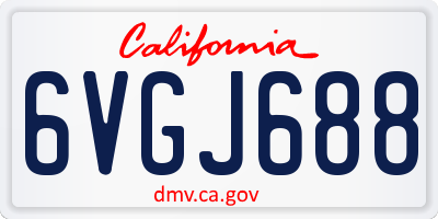 CA license plate 6VGJ688