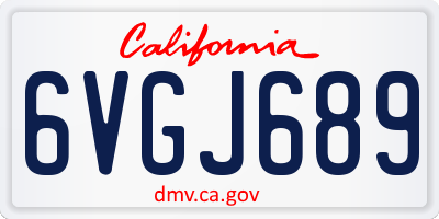 CA license plate 6VGJ689