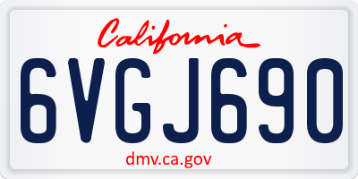 CA license plate 6VGJ690