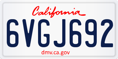 CA license plate 6VGJ692