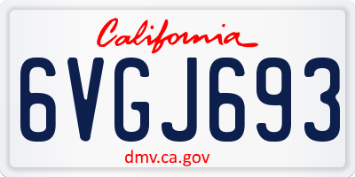 CA license plate 6VGJ693