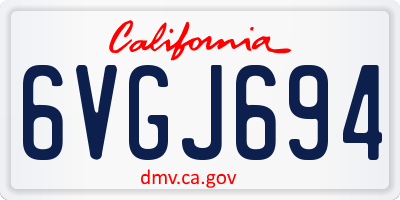 CA license plate 6VGJ694