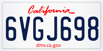 CA license plate 6VGJ698