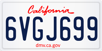 CA license plate 6VGJ699