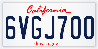 CA license plate 6VGJ700