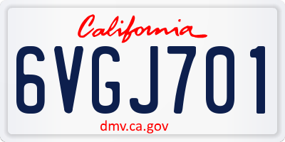CA license plate 6VGJ701