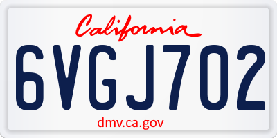 CA license plate 6VGJ702