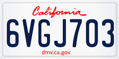 CA license plate 6VGJ703