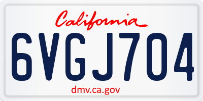 CA license plate 6VGJ704
