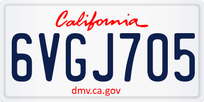CA license plate 6VGJ705