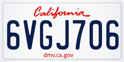 CA license plate 6VGJ706