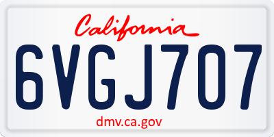 CA license plate 6VGJ707