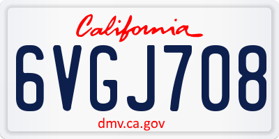 CA license plate 6VGJ708