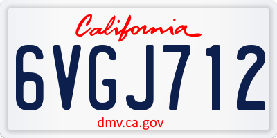 CA license plate 6VGJ712