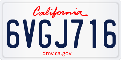 CA license plate 6VGJ716