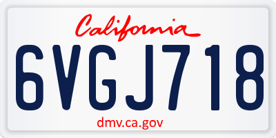 CA license plate 6VGJ718