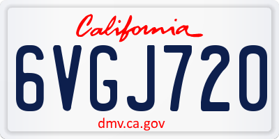 CA license plate 6VGJ720