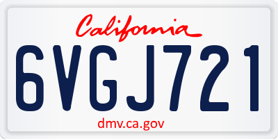 CA license plate 6VGJ721