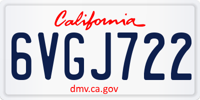 CA license plate 6VGJ722